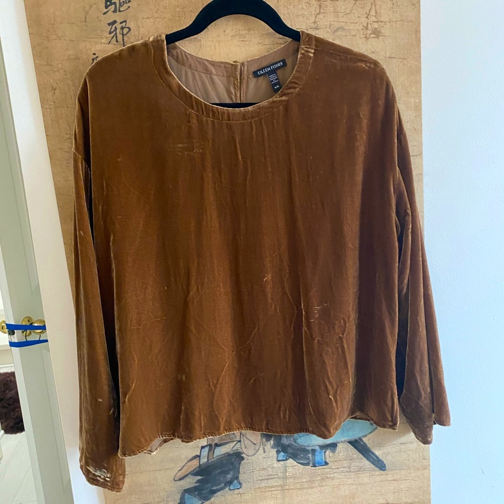 Ochre/gold velvet Eileen Fisher blouse